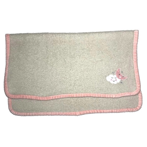 Cribmates Brown Pink Moon Cloud Star Baby Girl Blanket Ribbed Trim Soft Sherpa - Picture 3 of 3